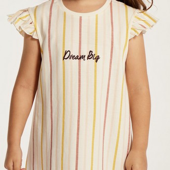 Juniors Striped Night Dress with Ruffles