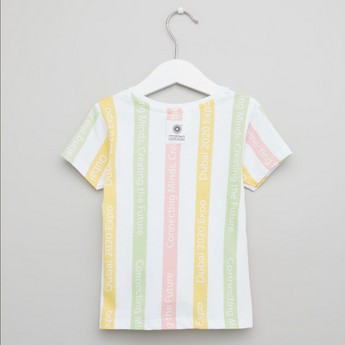 Expo 2020 Graphic Print T-shirt with Round Neck and Tie Ups