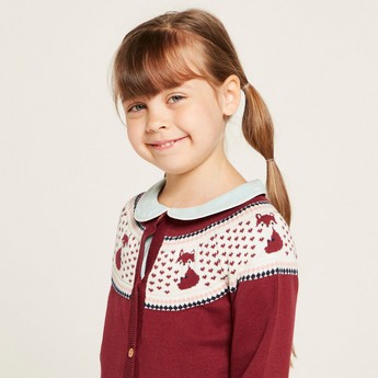 Juniors Textured Cardigan with Long Sleeves