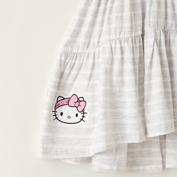 Sanrio Hello Kitty Print Tiered Dress with Short Sleeves