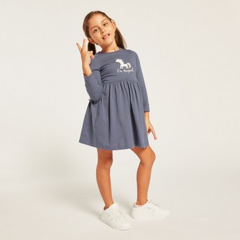 Juniors Printed Knit Dress with Long Sleeves - Set of 3