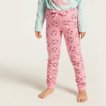 Juniors Printed Long Sleeves T-shirt and Pyjama Set