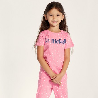 Juniors Printed Short Sleeve T-shirt and Pyjama Set - Set of 3