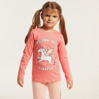 Juniors Graphic Print T-shirt and Pyjamas Set