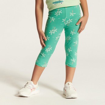 Juniors Printed Round Neck Top and Leggings Set