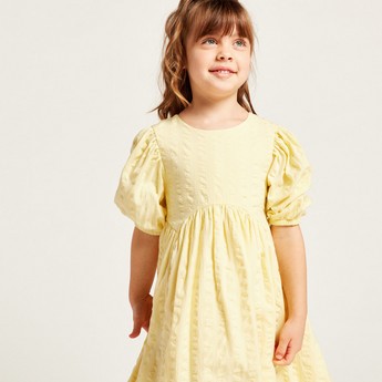 Juniors Textured Dress with Short Sleeves