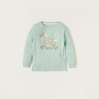 Juniors Applique Detail Sweatshirt and Printed Pyjama Set