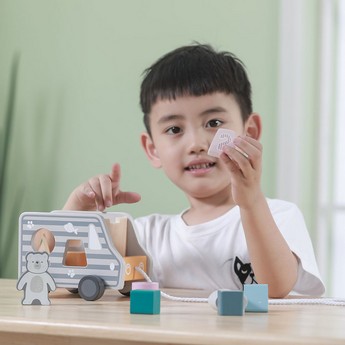 PolarB Pull-Along Shape Sorting Truck Toy