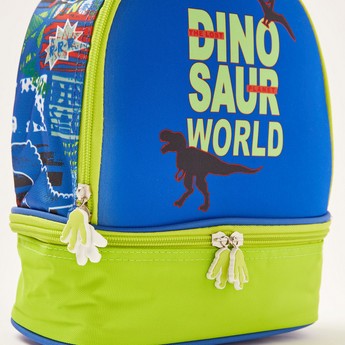 Juniors Dinosaur Print Lunch Bag with Handle and Zip Closure