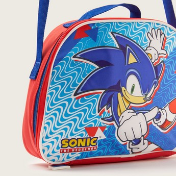 Sonic Printed Lunch Bag with Adjustable Strap and Zip Closure