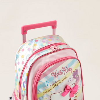 Hello Kitty Print Trolley Backpack with Retractable Handle - 18 inches