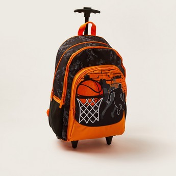 Juniors Basketball Print Trolley Backpack with Lunch Bag and Pencil Pouch - 18 inches