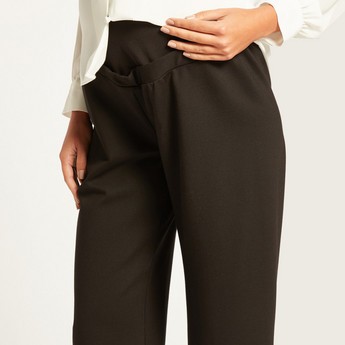 Love Mum Solid Maternity Pants with Elasticated Waistband