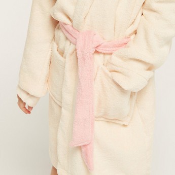 Juniors Solid Bathrobe with Hood and 3D Ears