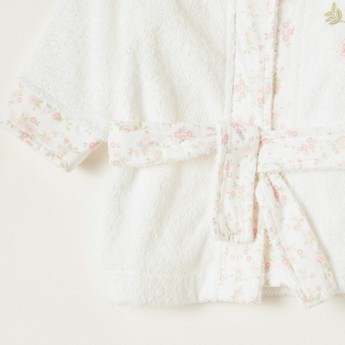 Giggles Floral Embroidered Hooded Bath Robe with Belt Tie-Ups