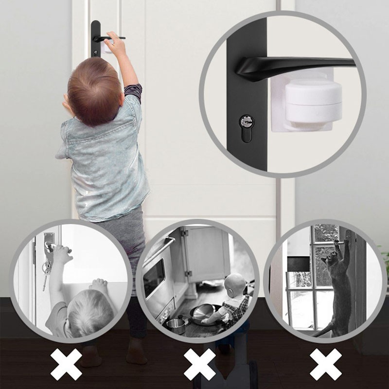 Home Universal ABS Protection Device For Children Safety ABS Anti Open Handle Locks Lever Door Lock Child Kids Safety Doors Lock