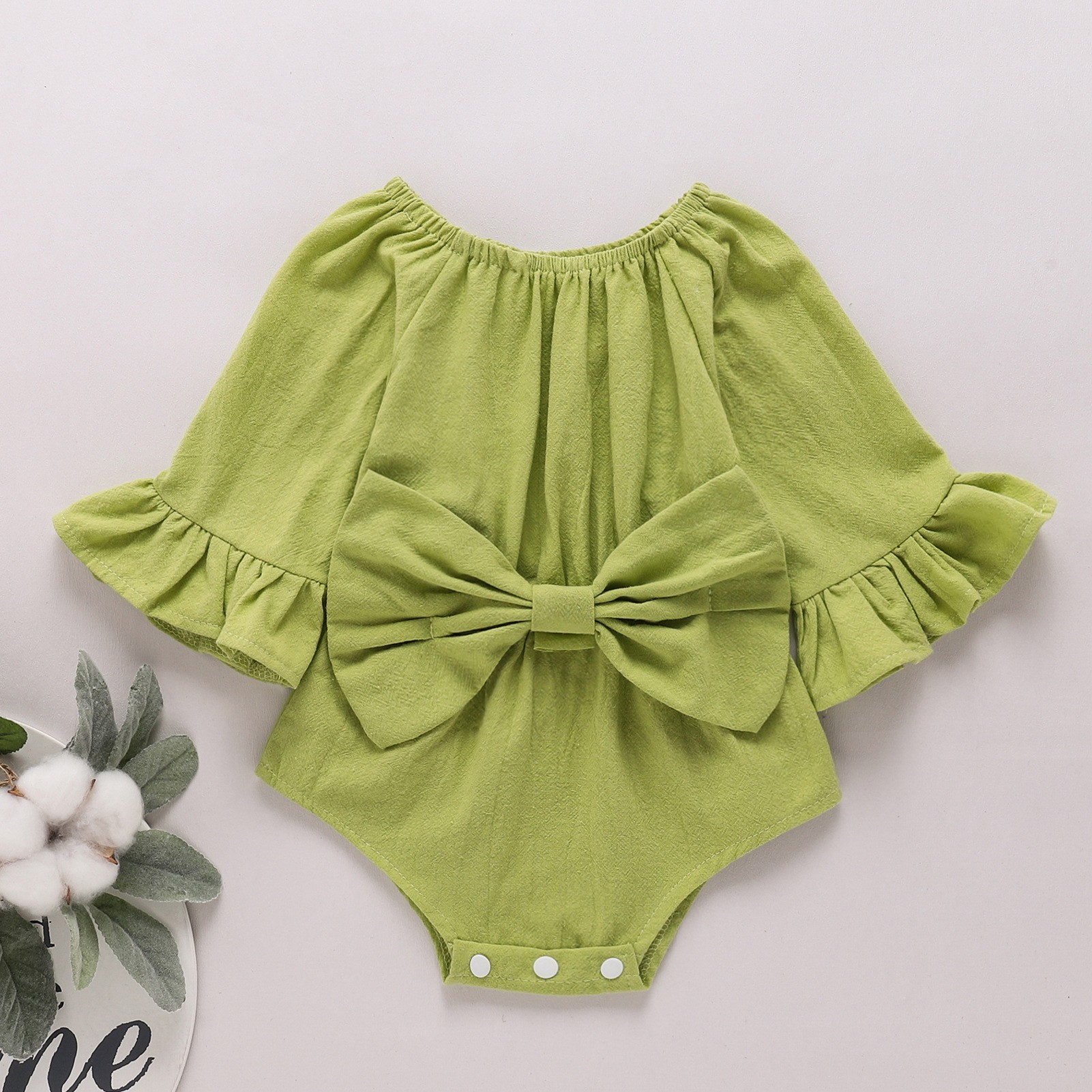 Baby clothes baby girls romper long sleeves with big bow comfy jumpsuit for newborn baby