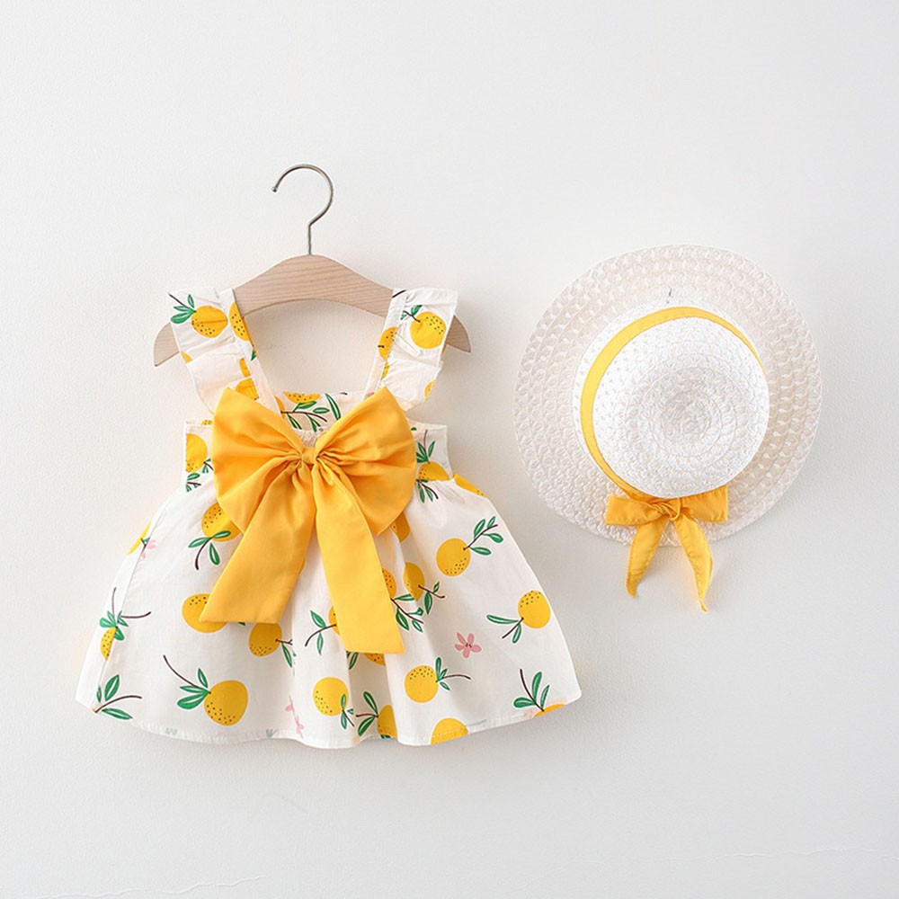 Melario 2pcs Kids Summer Set Korean Cute Floral Newborn Baby Girls Dress Sleeveless Beach Princess Toddler Sun Dresses