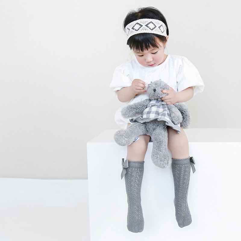 Baby Toddlers Girls Socks Solid Breathable Mesh Cotton Socks Newborn Medium Tube 3/4 Knee High Socks Spanish Style For Girls