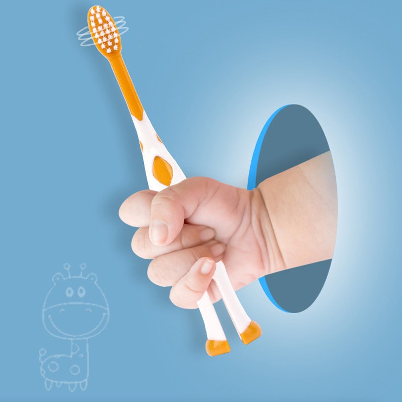 4pcs/set Cartoon Deer Pattern Baby Toothbrush Non-Slip Cute Baby Teeth Care Kids Toothbrush Set Baby Care