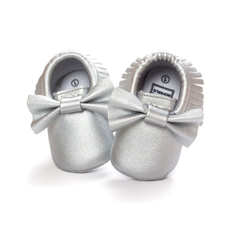 Newborn Baby Shoes Infant Boys Girl First Walker PU Sole Princess Bowknot Fringe Toddler Baby Crib Shoes Casual Moccasins