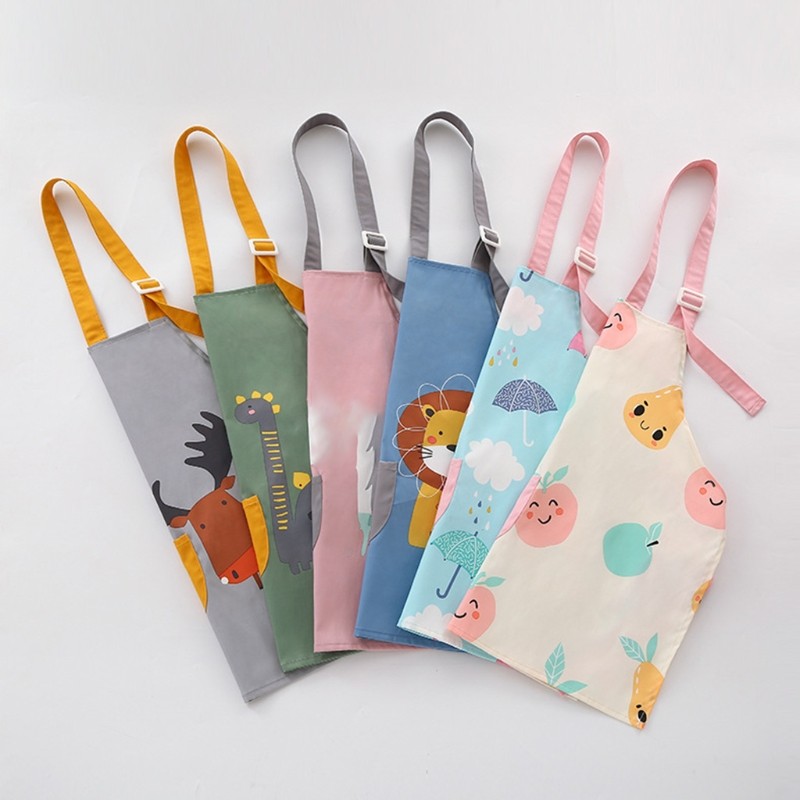 1 set 3-12 years baby girl boy waterproof adjustable painting apron with sleeves set baby kids toddler infant burp cloth