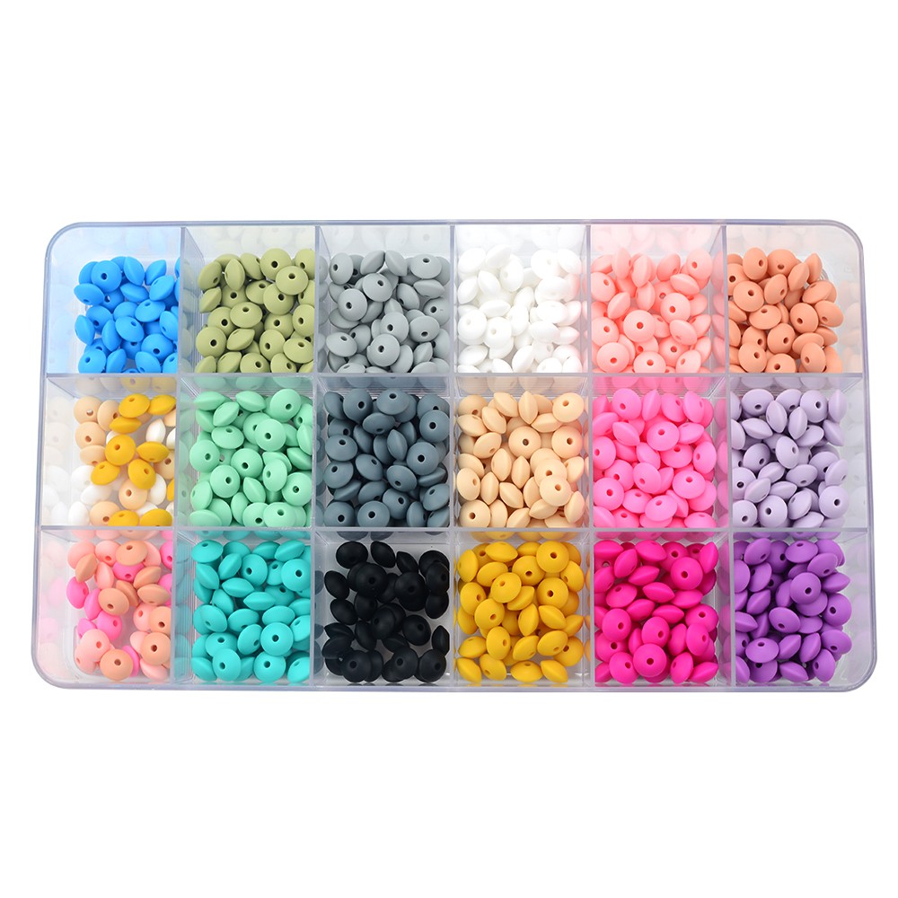 50pcs/lot 12mm Silicone Lentils Silicone Beads BPA Free DIY Magic Newborn Nursing Accessory Teething Necklace Teething Toy