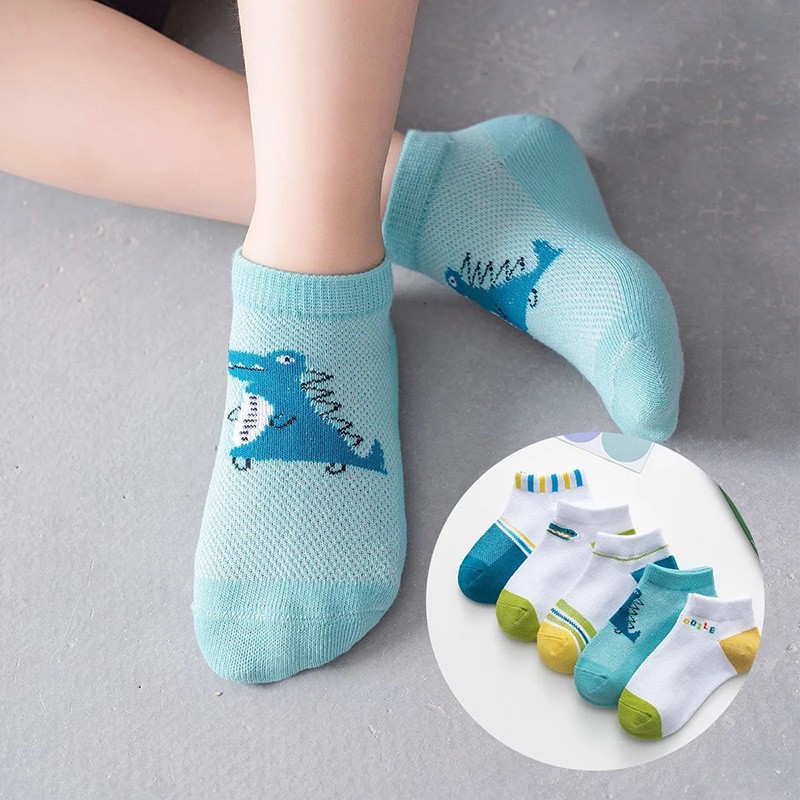 5 Pairs Girls Cotton Socks Summer Thin Mesh Breathable Cute Cartoon Children Socks Toddler Baby Girls Socks Pink 1-12 Years