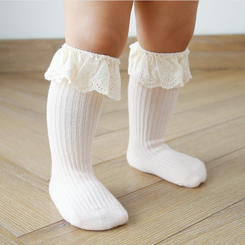 Baby Socks New Kids Toddlers Girls Knee High Long Soft Cotton Lace Baby Children Socks Baby Girl Socks 0 to 3 Years Autumn Clothes