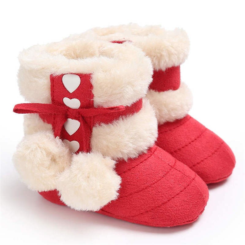 2019 Winter Snow Baby Boots 7 Colors Warm Fluff Balls Indoor Coton Soft Rubber Sole Infant Newborn Baby Boy Boots