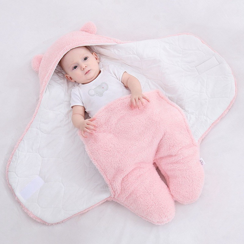 Soft Newborn Baby Wrap Blankets Baby Sleeping Bag Envelope for Newborns Sleeping Bag 100% Cotton Thicken Cocoon for 0-9 Months Baby