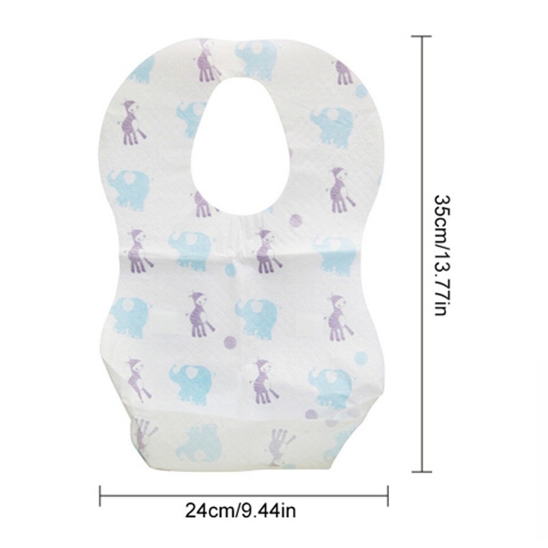 Baby Bibs Soft Waterproof Non-woven Fabric Disposable Bibs Eating Saliva Paper Bibs for Babies 10pcs/set