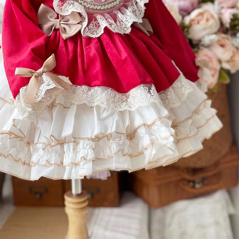 Children Spanish Sweet Flower Girl Dress Baby Girl Clothes Flower Girl Dresses Festivals Newyears Clothes Christmas Dress