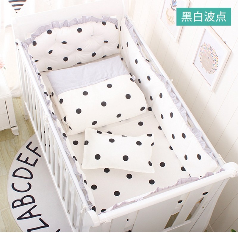 5 Piece Set Nordic Bed Bumper In Crib Cotton Crown Shape Baby Bed Bumpers Removable With Filling Baby Cot Bed Set