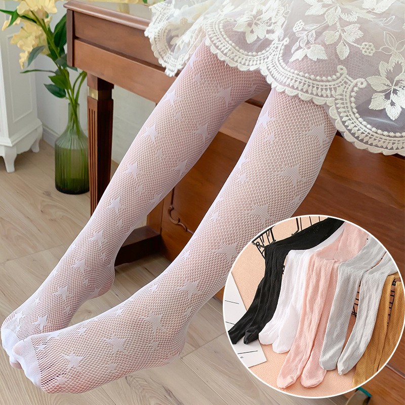 Spring Summer Autumn Baby Girls Pantyhose Children Princess Pantyhose Soft White Black Gray Star Pantyhose