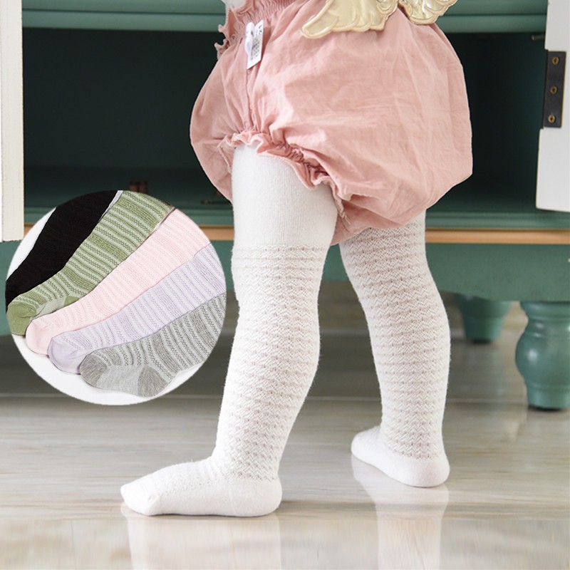 Spring Summer Infant Mesh Baby Pantyhose Baby Girls Princess Pantyhose Baby Socks Stripe Baby Socks White Soft Cotton Socks