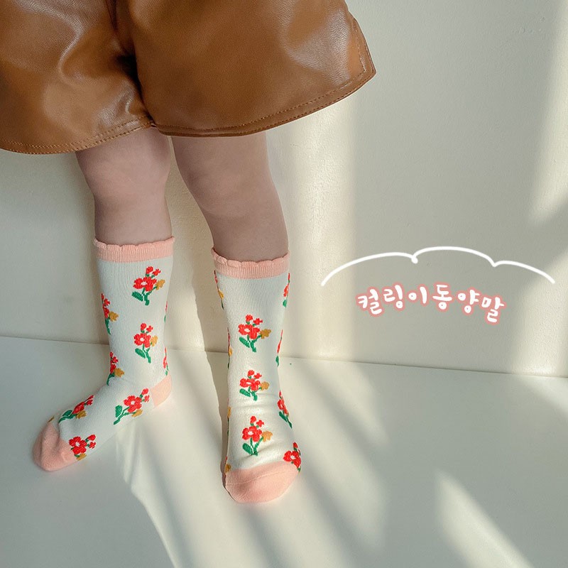 MILANCEL 2022 Spring New Kids Socks Floral Girl Sock Cotton Casual Girls Socks Korean Children Socks