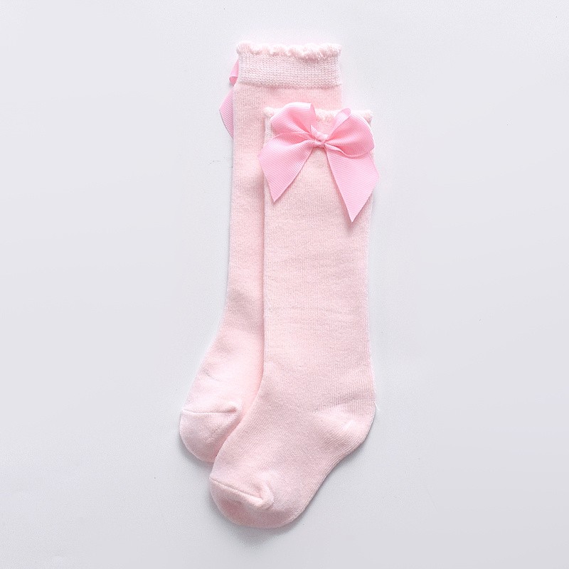 Cotton Pantyhose for Girls Big Bow Knee High Long Socks for Kids No Slip Princess Children Tights Autumn Winter Style