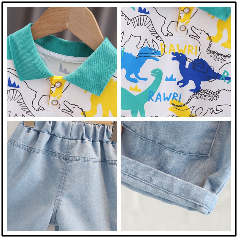 Boys Clothing Sets 2022 Summer Baby Tracksuit Kids Cartoon Dinosaur T Shirt Shorts Infant Clothes Outfits Child 2 Piece Suit