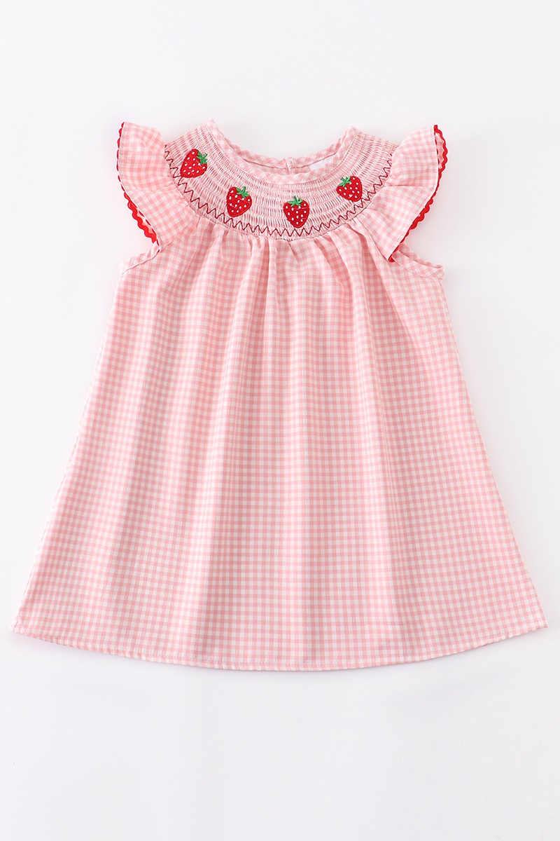 Girlymax Brothers Spring/Summer Baby Girls Strawberry Plaid Gingham Shorts Set Smocked Romper Kids Clothes