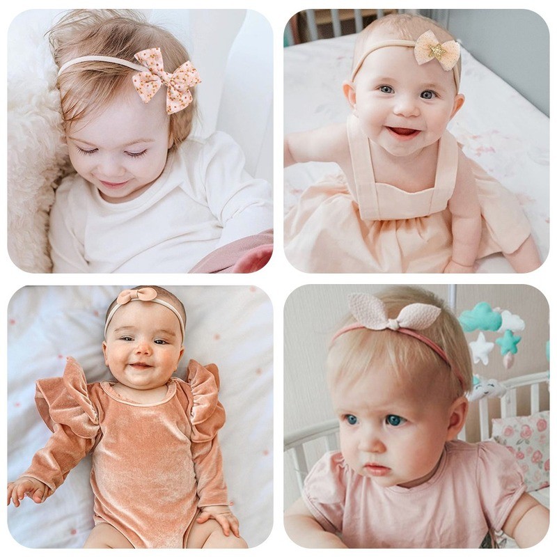 3pcs/lot Cute Bow Baby Headband for Girl Nylon Head Bands Turban Newborn Hair Bands for Kids Baby Hair Accessories