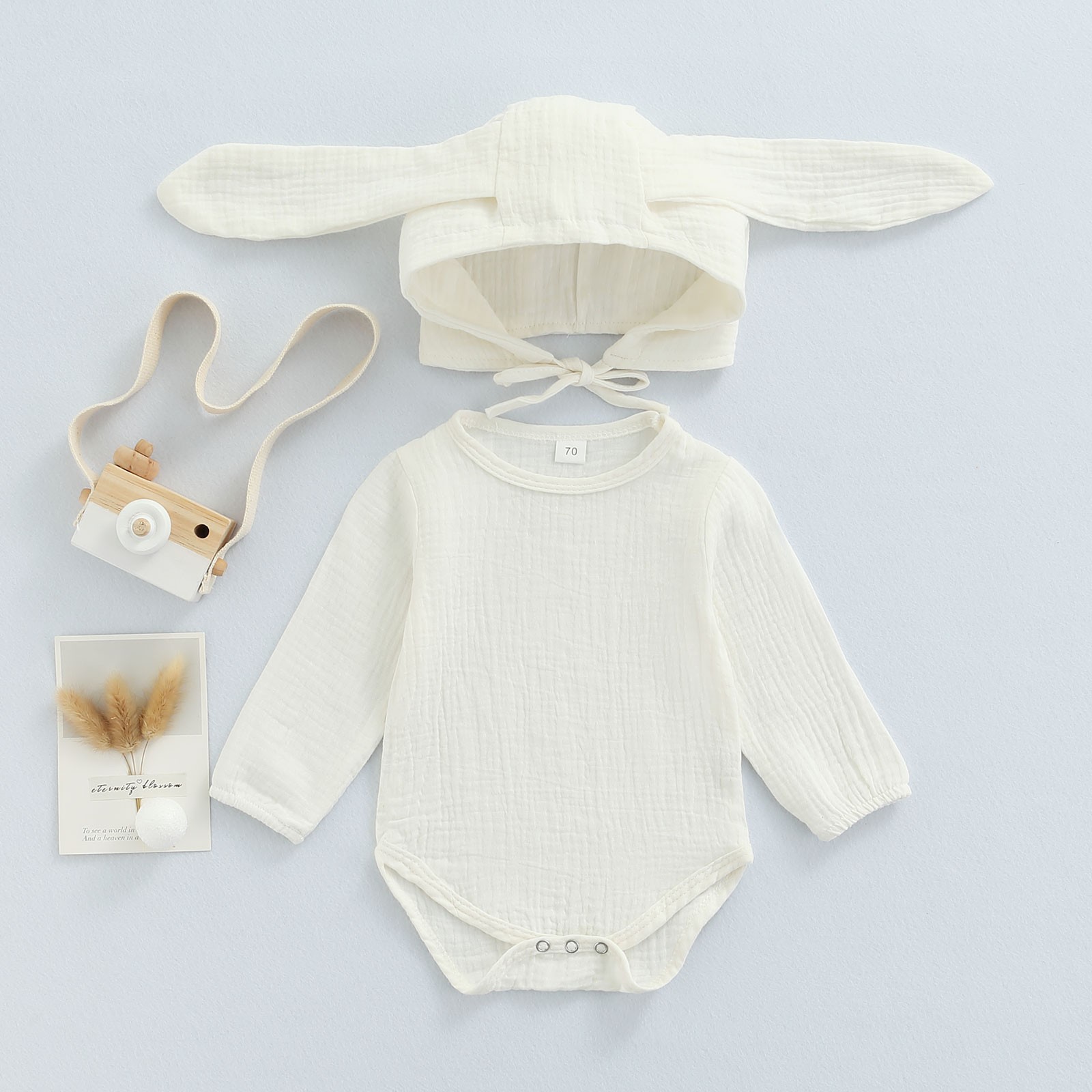 Ma & Baby 3-24M Newborn Infant Baby Boys Girls Bunny Romper Long Sleeve Jumpsuit Long Ear Hat Autumn Spring Easter Clothes D84