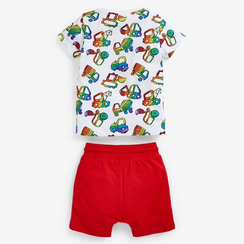 Little Maven Summer Children's Clothing Baby Excavator Print Clothing Set + Shorts 2-7 Years Kids Clothes