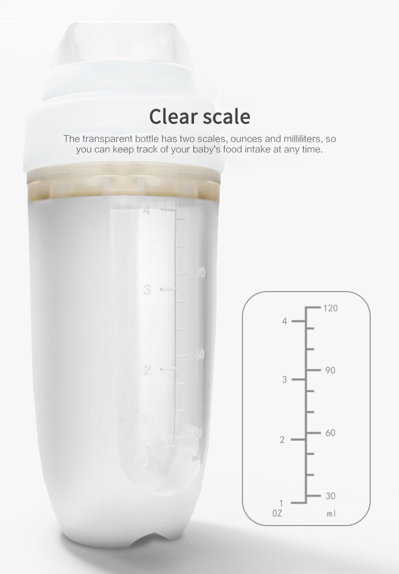 الطفل زجاجة تستخدم في الرضاعة 120 مللي ملعقة مع غطاء للطفل الرضع الغذاء الحليب الطب الملحق زجاجة تستخدم في الرضاعة ضغط المغذية