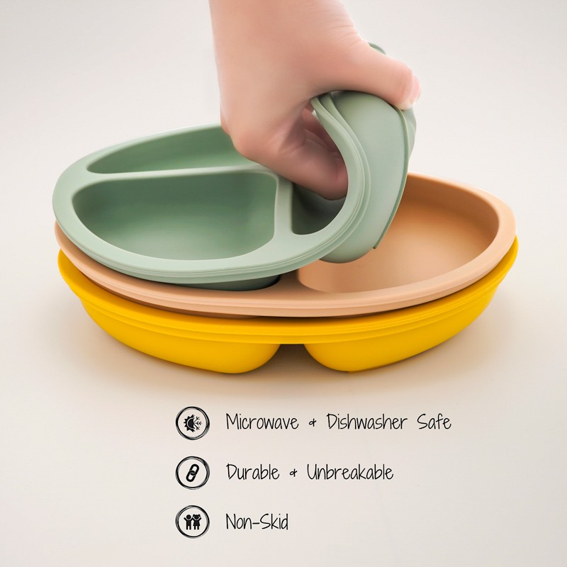 Baby Feeding Bowl Set Silicone Bibs Non-Slip Baby Silicone Tableware BPA Free Silicone Chewable Food Grade Newborn Accessories