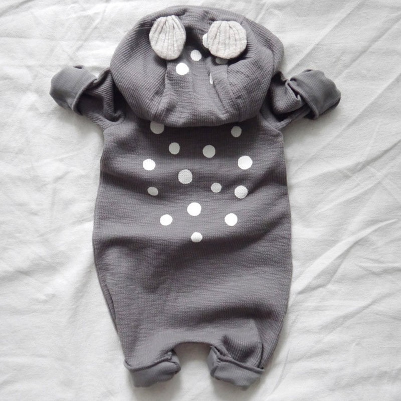 2021 New Baby Hooded Baby Rompers Cute Polka Dot Jumpsuit Toddler Baby Long Sleeve Casual Autumn Outerwear