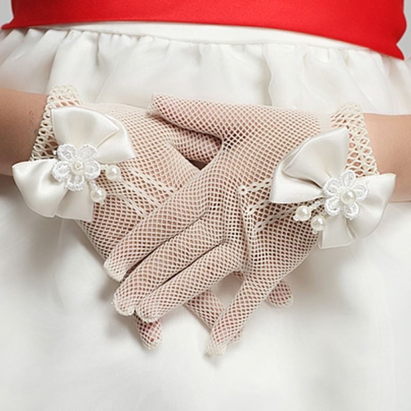 Girls Princess Gloves High Performance Birthday Party Accessories With Mesh Knot