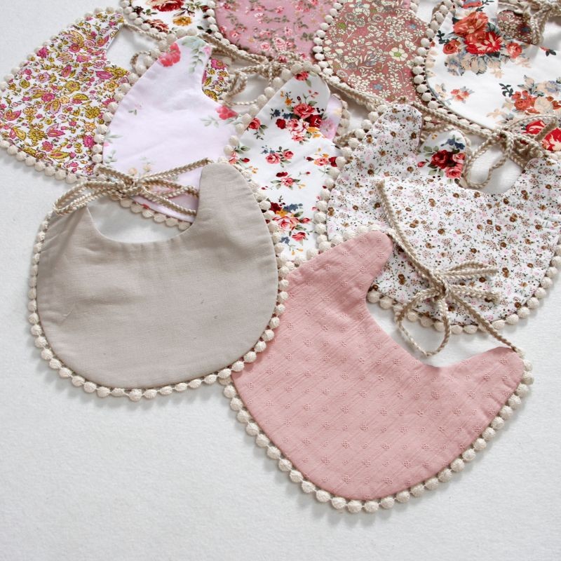 Baby Bib Infant Burp Cloths Toddler Bib Cotton Toddler Floral Dinner Towel Feeding Double Deck Cute Girl Bibs