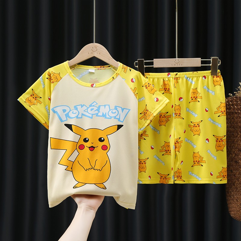 2022 Summer New Pokemon Children's Pajamas Set Cartoon Cozy Boys Girls Kawaii Pikachu Kids Clothes Gift Homewear Wholesale