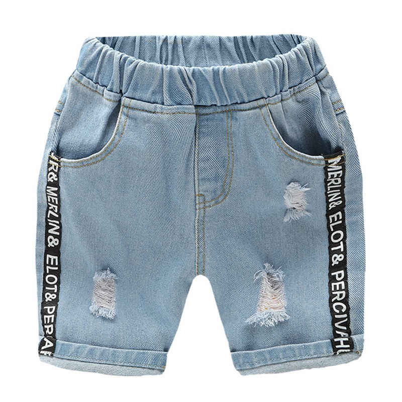 Baby Boys Summer Denim Letter Shorts Children Casual Fashion Jeans Shorts Shorts For Kids 2-7Yrs